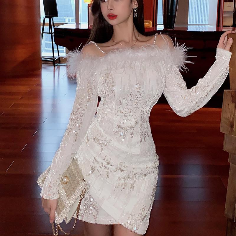 Casual Dresses Off Shoulder Womens Sequins Autumn 2021 Fashion Vintage Ostrich Hair Backless Midi Dress Woman Elegant Party Night, Black
Casual Dresses Off Shoulder Womens Sequins Autumn 2021 Fashion Vintage Ostrich Hair Backless Midi Dress Woman Elegant Party Night, Black