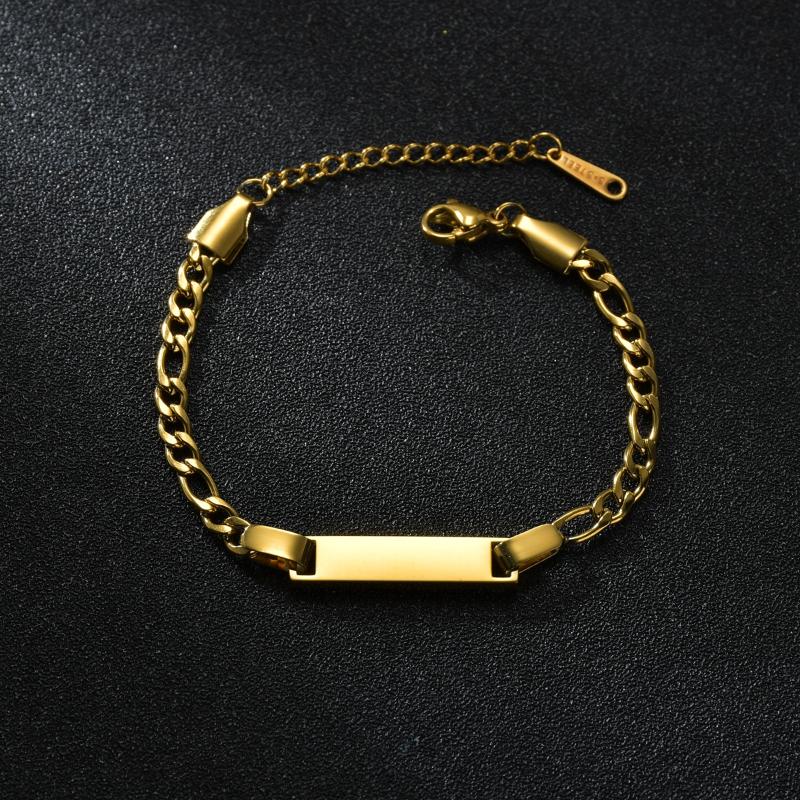 Goxijite Trendy Custom Engrave Name Bracelet For Women Kid Stainless Steel Adjustable Date Charm Gift Link Chain