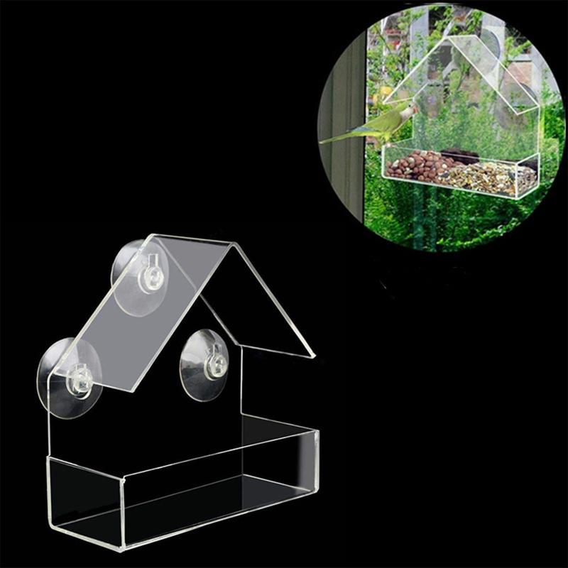 Other Bird Supplies Feeders Clear Glass Window Viewing Feeder El Table Seed Peanut Hanging Suction Alimentador Adsorption House Supply
