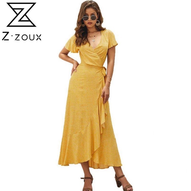 Women Dress Ruffles Asymmetrical Bandage Bohemian Dresses For Plus Size Long Flower Beach 210513