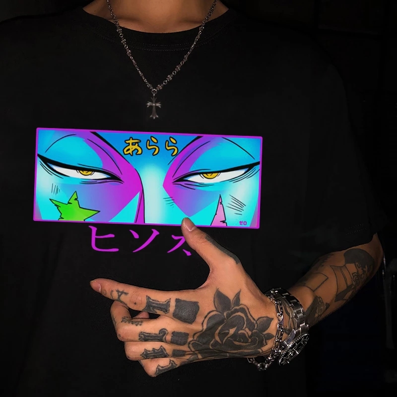 Harajuku HUNTER*HUNTER Anime Hisoka Cartoon Print T-shirt Aesthetic Fashion Tops Gothic Oversized Vintage Loose T Shirt Men Tees, White
Harajuku HUNTER*HUNTER Anime Hisoka Cartoon Print T-shirt Aesthetic Fashion Tops Gothic Oversized Vintage Loose T Shirt Men Tees, White