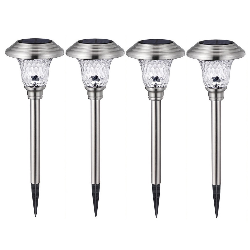 Sunlight from the garden to the open air Stainless steel glass dwaterproof water automatic, colored led to lamp 4 pces of solar lights
