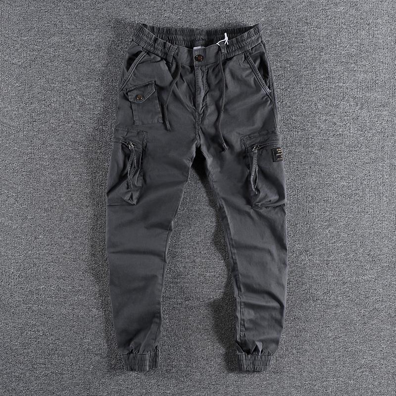 Zipper Three Dimensional Pocket Tooling Casual Pants Men's High Quality Youth Slim Leggings Fashion Trouser 101