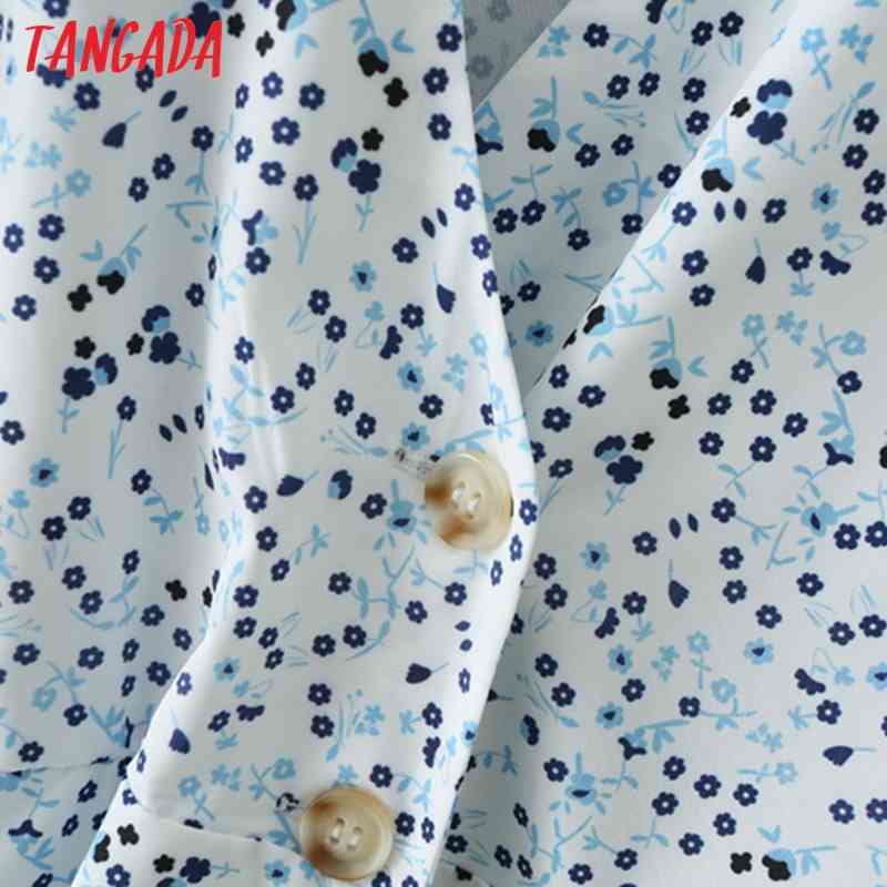 Summer Women Floal Print Side Buttons Ruffles V Neck Short Sleeve Ladies Mini Dress Vestidos 2M143 210416