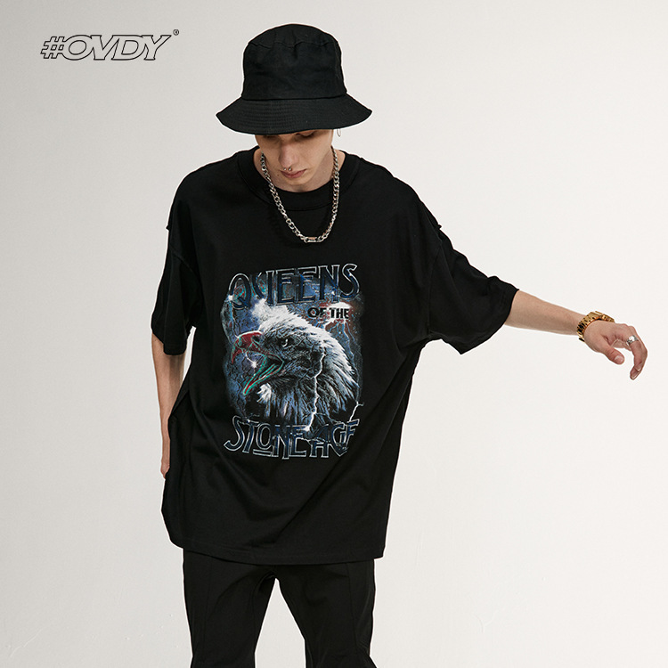 wxwovdy men's 2021 summer new street fashion brand bf personalized eagle print loose men's short sve t-shirt, White;black
wxwovdy men's 2021 summer new street fashion brand bf personalized eagle print loose men's short sve t-shirt, White;black