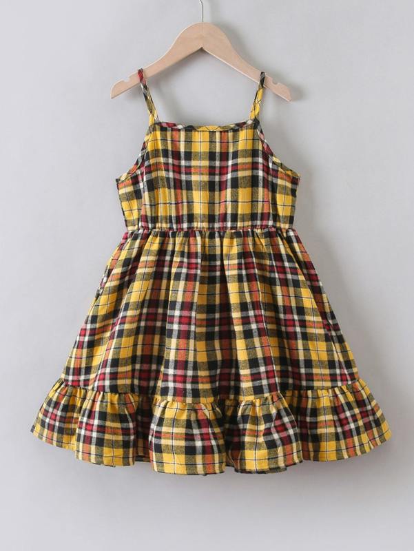 Girls Tartan Ruffle Hem Cami Dress SHE
