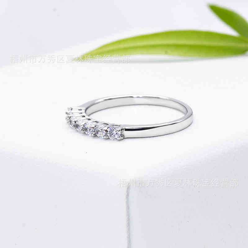 2021 28 Points 7 Small Stone Mossan Ring Women's S925 Silver Plated Index Finger