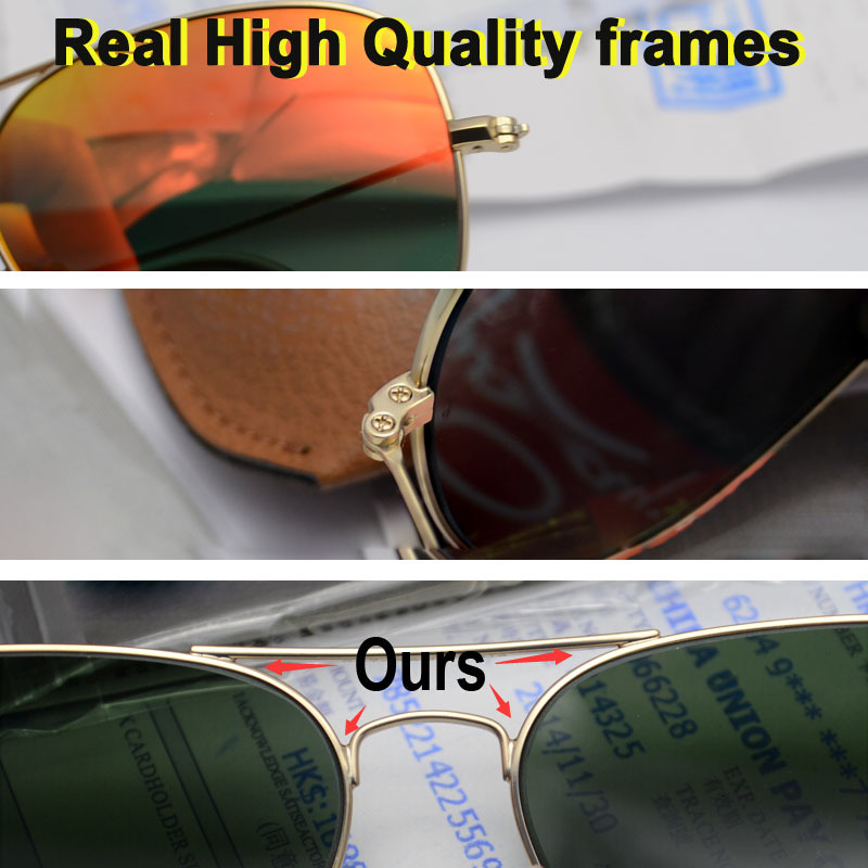 mens sunglasses top quality aviation pilot shades sun glasses for men women with black or brown leather case cloth and retail ac47