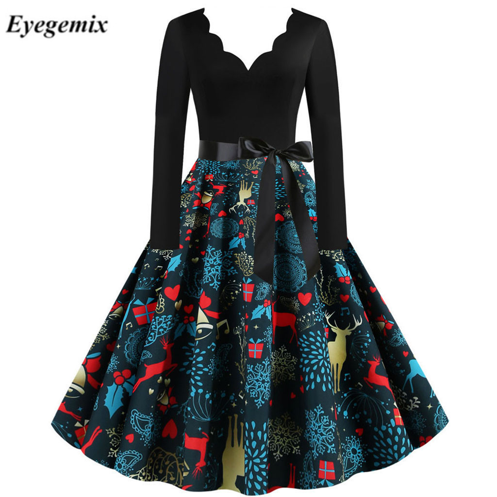 2021black big swing print vintage christmas dress robe women winter casual long sleeve v neck new year party dress plus size, Black;gray
2021black big swing print vintage christmas dress robe women winter casual long sleeve v neck new year party dress plus size, Black;gray