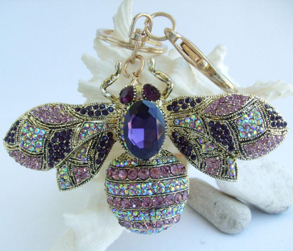 Keychains Unique 3.94" Insect Bee Honeybee Keychain Pendant Purple Rhinestone Crystal K06608C4
Keychains Unique 3.94" Insect Bee Honeybee Keychain Pendant Purple Rhinestone Crystal K06608C4