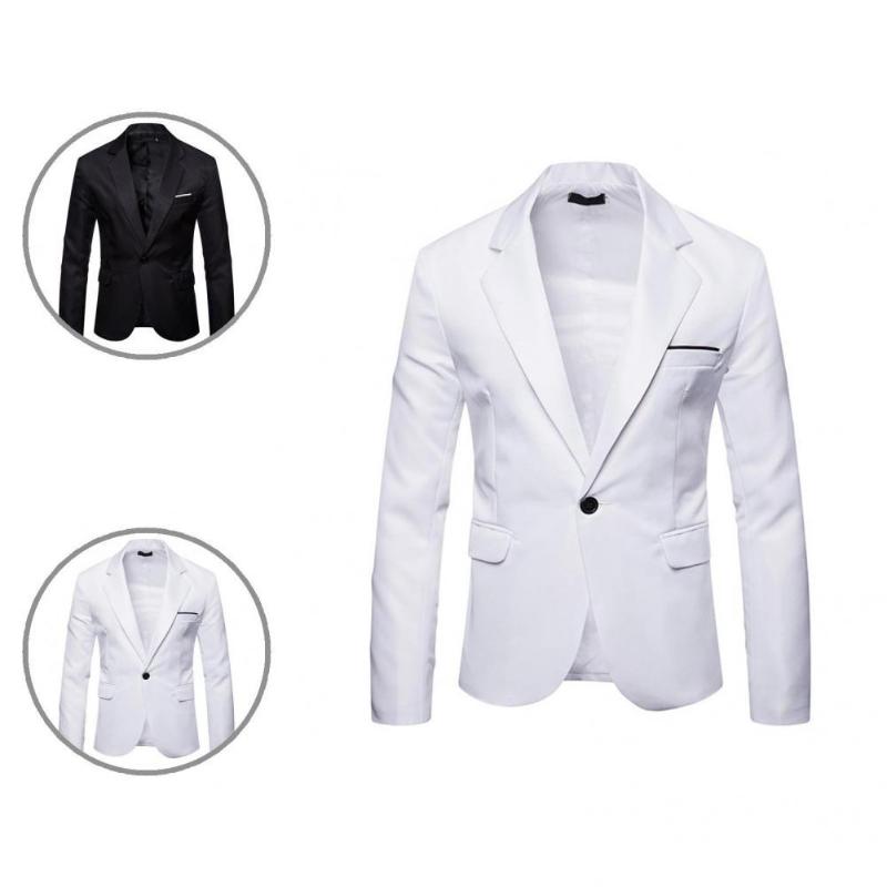 Men's Suits & Blazers Stylish Pure Color Pockets Suit Jacket Male Single Button, Blue 
Men's Suits & Blazers Stylish Pure Color Pockets Suit Jacket Male Single Button, Blue