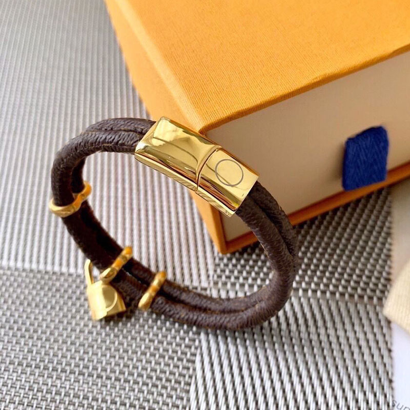 Womens Leather Bracalet Keep It Twice Love Bracelets For Men Gold Buckle Padlock With Letter Flower Couple Women Chain Link