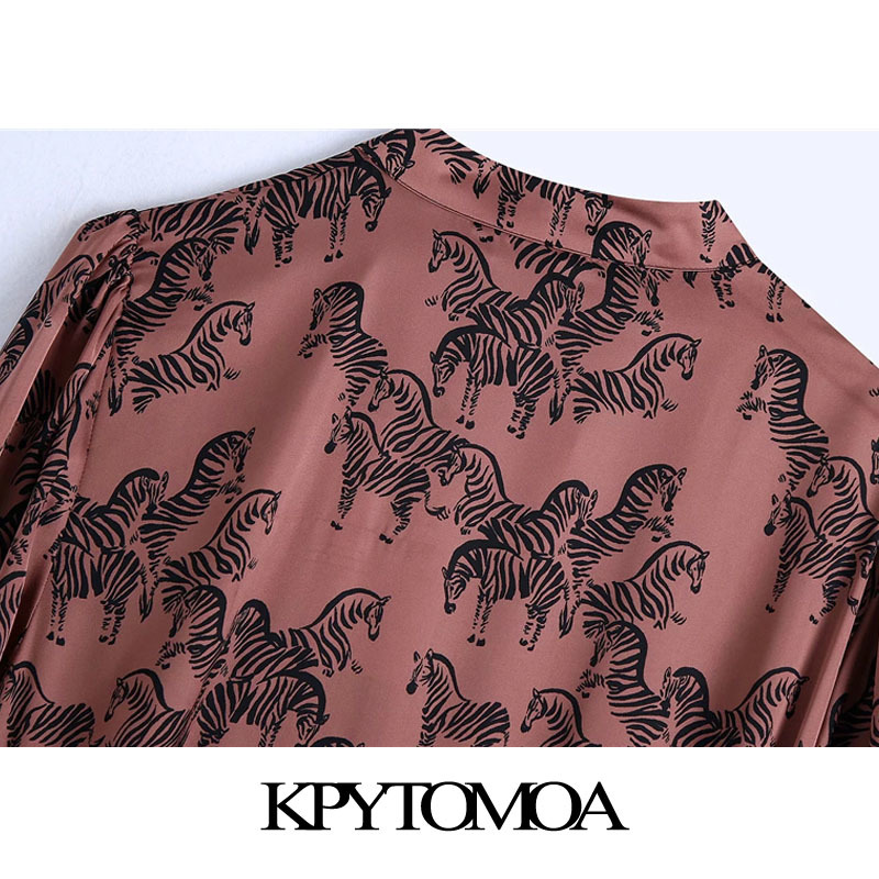 Women Chic Fashion With Belt Animal Print Cozy Midi Dress V Neck Button-up Female Dresses Vestidos Mujer 210420