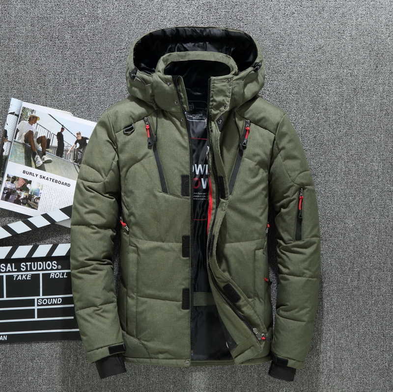 High Quality White Duck Thick Men's Down Jacket Snow Parkas Male Warm Hooded Windproof Winter Down Jacket Outerwear 211014