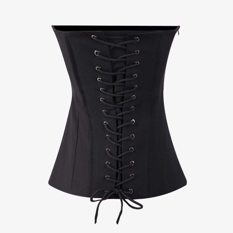 [DEAT] Street Style Off Shoulder Zipper Chest Three Dimensional Fishbone Corset Chest Wipe Base Strapless Top Summer GX1113 210428