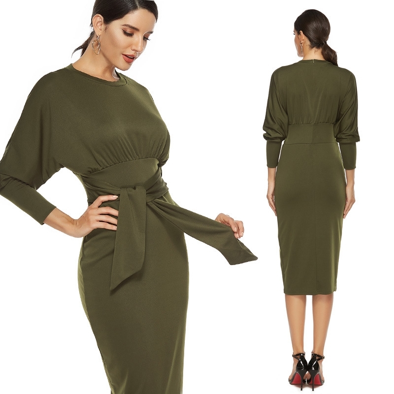 Sexy O Neck Tunic Black Autumn Dress Women Long Sleeve Lace Up Wrap Winter Casual Office Lady Bodycon es Vestidos 210603, Army green
Sexy O Neck Tunic Black Autumn Dress Women Long Sleeve Lace Up Wrap Winter Casual Office Lady Bodycon es Vestidos 210603, Army green