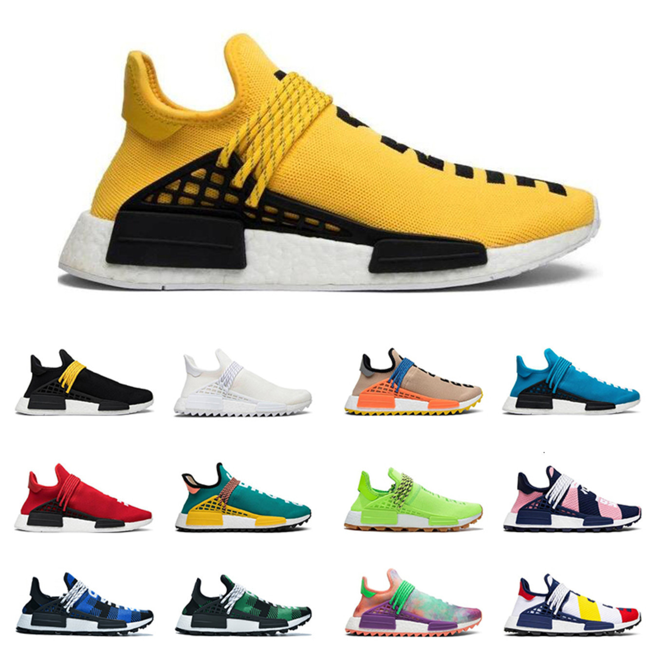 

Human Race Hu Trail Pharrell Williams X Nerd Men Outdoor Shoes Black White Yellow Blue Grey Cream Solar Pack Sports Sneaker Eur 36-47