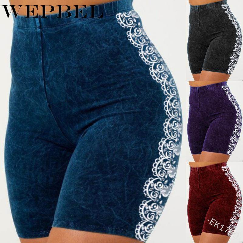Fashion Casual Skinny Elastic Waist Pattern Shorts Women's Mid
