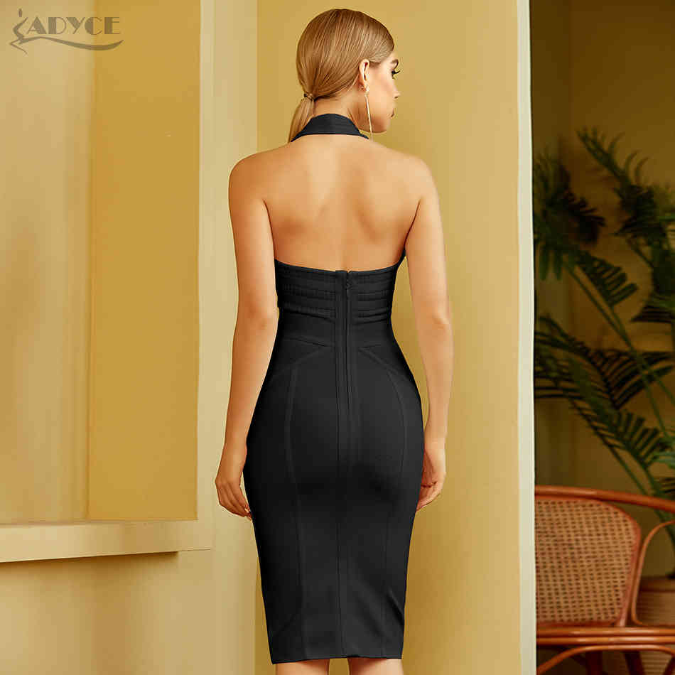 Summer Women Halter Bodycon Bandage Dress Sexy Hollow Out Backless White Celebrity Runway Party Club Dresses Vestidos 210423