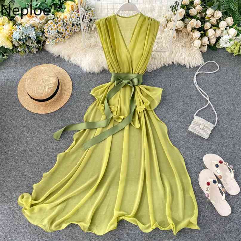 Neploe Ins V Neck Irregular Chiffon Dress Fashion Sexy Perspective Sleeveless Vestido Candy Color High Waist Hip Sashes Ropa 210719, White
Neploe Ins V Neck Irregular Chiffon Dress Fashion Sexy Perspective Sleeveless Vestido Candy Color High Waist Hip Sashes Ropa 210719, White