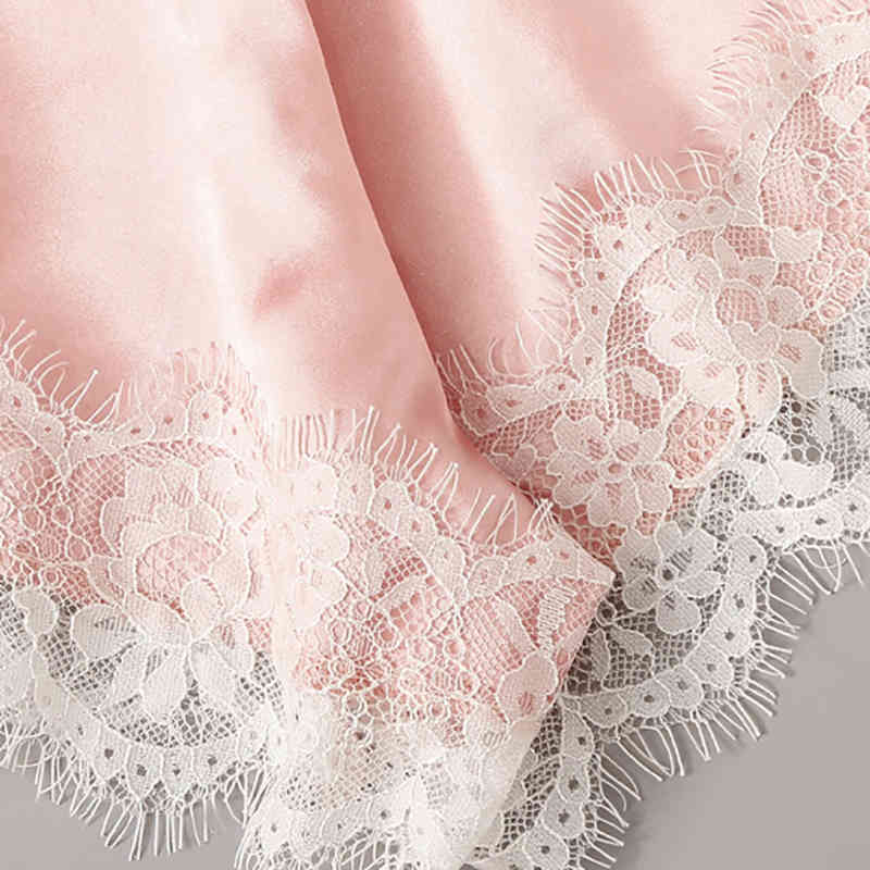 Floral Lace Bralette With Satin Shorts Lingerie Set Women Summer Sexy Sets Ladies Bra And Panty Underwear Pajama Set-Pink 210330