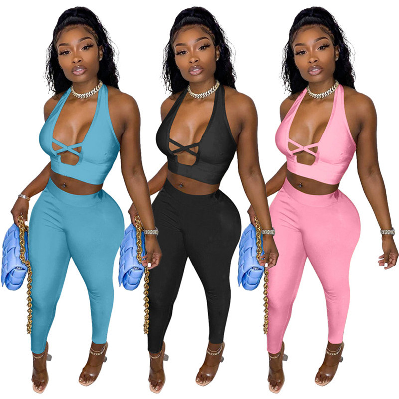 Wholesale Summer Clothes Women Hollow Out Crop Top+Pants Two Piece Set Sexy V neck Tank Top Leggings Matching Set Sportswear Casual Solid Outfits 7021, Black
Wholesale Summer Clothes Women Hollow Out Crop Top+Pants Two Piece Set Sexy V neck Tank Top Leggings Matching Set Sportswear Casual Solid Outfits 7021, Black