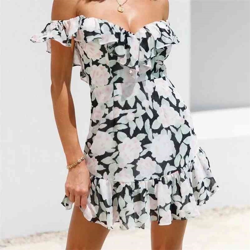 women One word neck print suspender dress fashion Sexy female summer chiffon 210524, Mixed color
women One word neck print suspender dress fashion Sexy female summer chiffon 210524, Mixed color