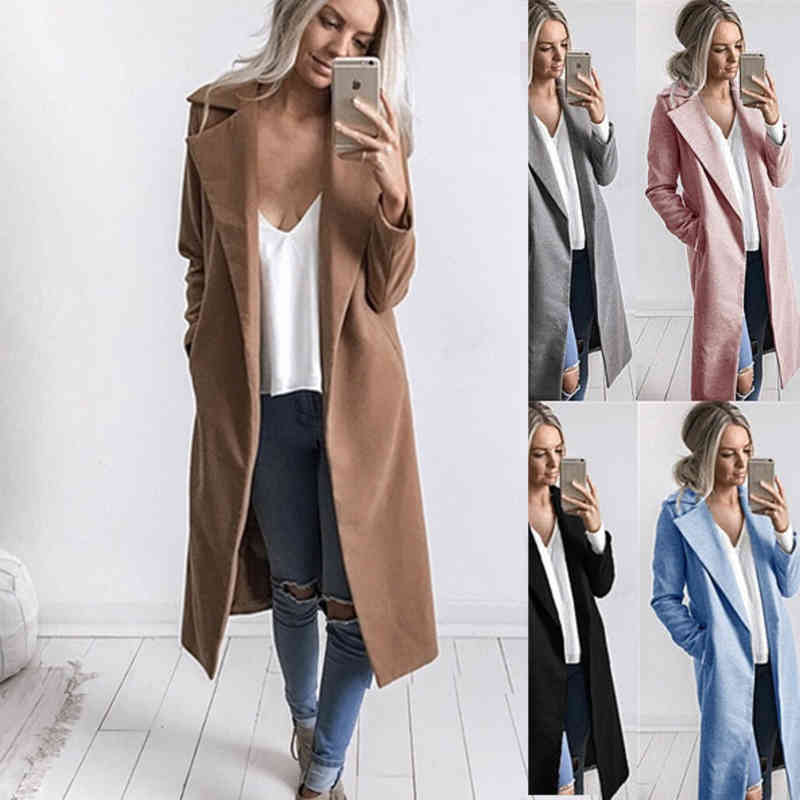 Winter Coats and Jackets Women Plus Size Long Wool Female Cloak Cape Khaki Jacket Warm Korean Elegant Vintage 210428