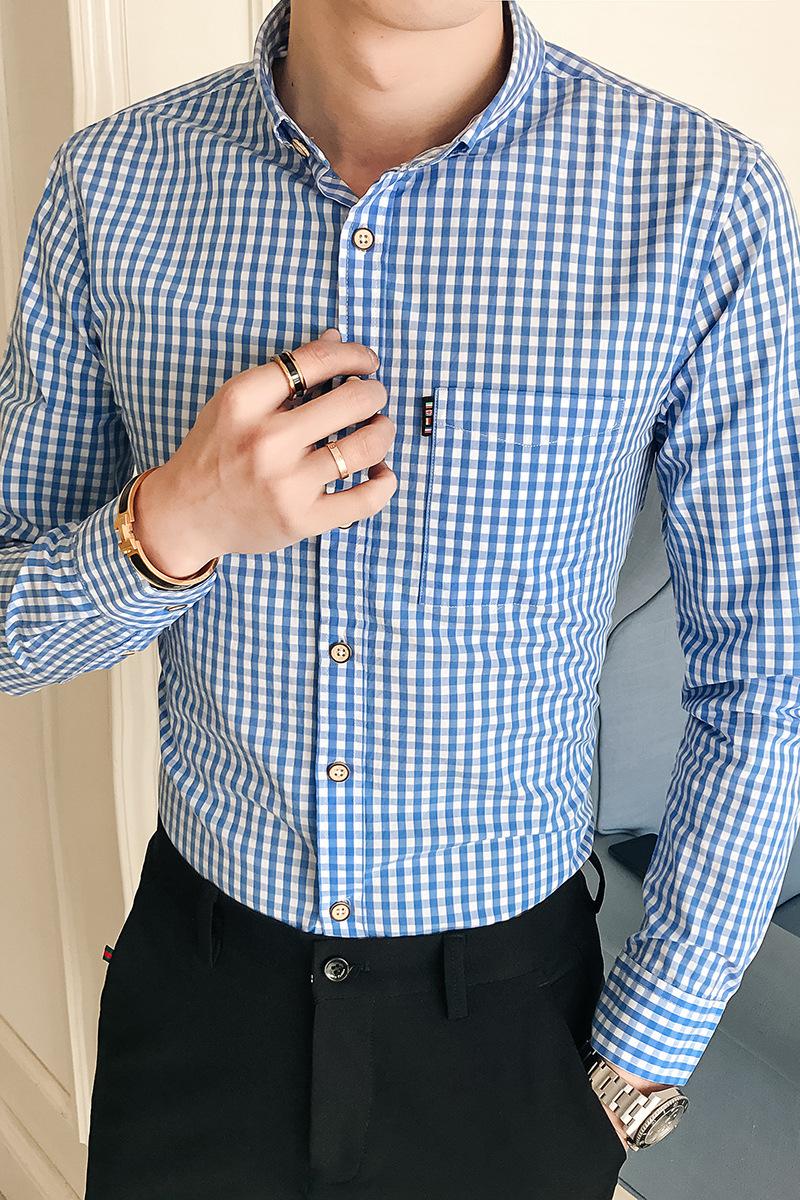 Casual Men Plaid Shirt Spring Autumn Flannel Dress Shirts Fashion Long Sleeve Slim Fit Chemise Homme Male 5XL Men's