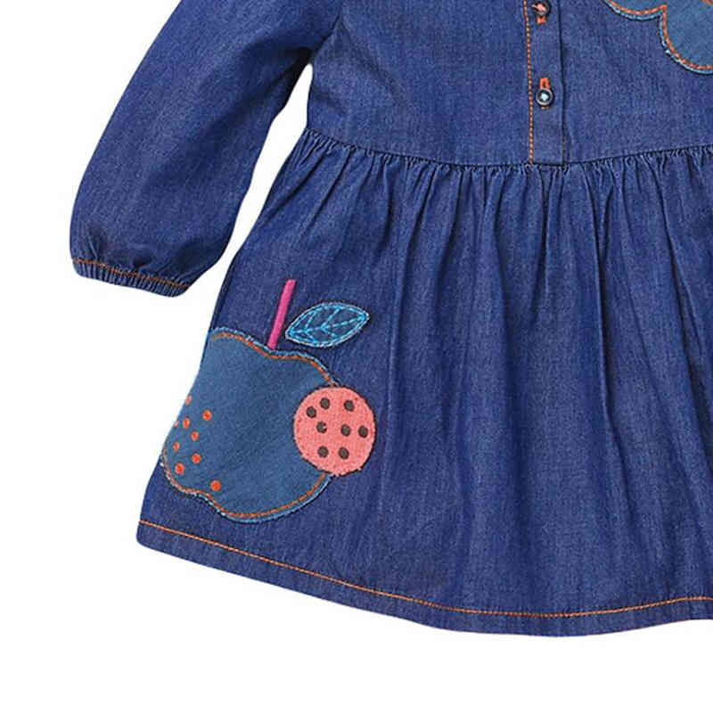 Spring Autumn Kids Cowboy Printing Dresses For Girls Princess Girl Long Sleeve 2-7Yrs 210429