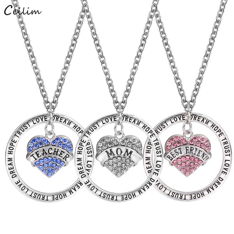Pendant Necklaces 2021 Heart Shape Teacher Necklace Fashion Friend Crytal Accessories Women Mom Gift
Pendant Necklaces 2021 Heart Shape Teacher Necklace Fashion Friend Crytal Accessories Women Mom Gift