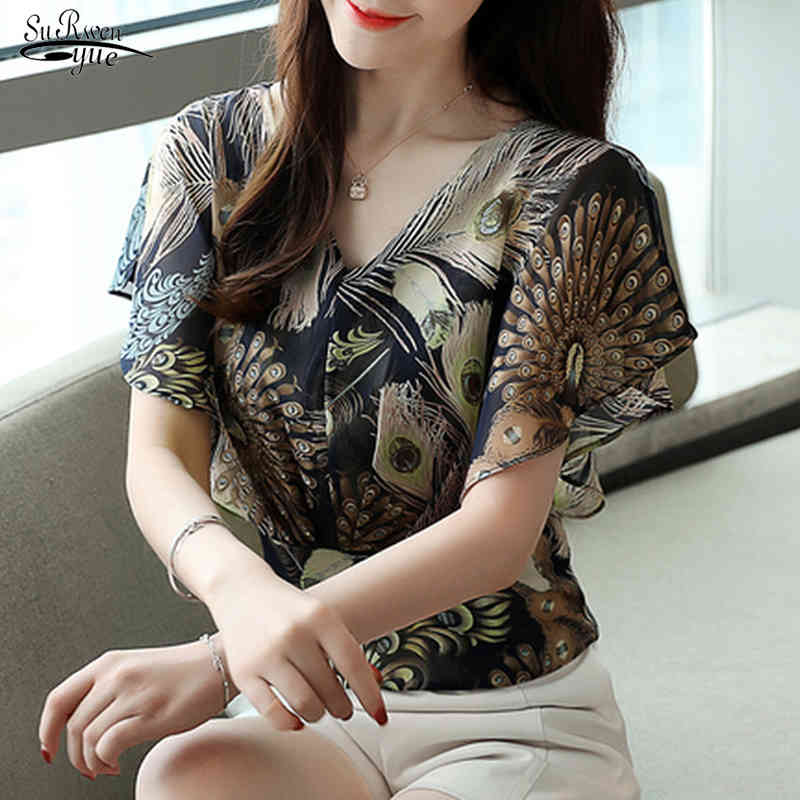 Spring Casual Plus Size Women Blouse Short Sleeve Print Chiffon Tops Sexy V-neck Ruffle Vintage Busas Elegantes 8836 210521, Peacock grey
Spring Casual Plus Size Women Blouse Short Sleeve Print Chiffon Tops Sexy V-neck Ruffle Vintage Busas Elegantes 8836 210521, Peacock grey