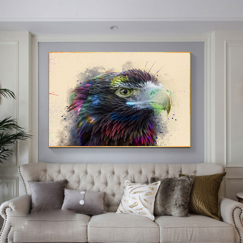 Modern Animal Decorative Painting HD Eagle Bird Art Picture Portrait Colorful Canvas Wall Decor Living Room Poster And Print