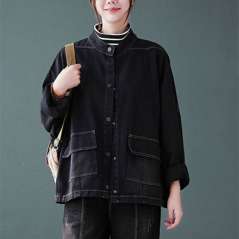Women's Wool & Blends Autumn Korea Fashion Women Loose Casual Black Short Coat Single Breasted Big Pocket Denim Jackets Plus Size
Women's Wool & Blends Autumn Korea Fashion Women Loose Casual Black Short Coat Single Breasted Big Pocket Denim Jackets Plus Size