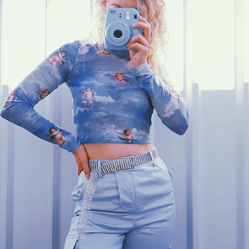 Paris Girl Cupid Women Ins Europe And The United States Mesh See-Through Slim Long-Sleeved Stand-Collar T-Shirt 210524, Blue
Paris Girl Cupid Women Ins Europe And The United States Mesh See-Through Slim Long-Sleeved Stand-Collar T-Shirt 210524, Blue