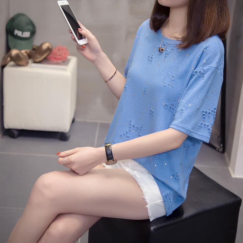 Women's Blouses & Shirts Korean Version Of Fat Sister Plus Size Cover Belly Female Loose Thin Large Short-sleeved Shirt Summer, Blue
Women's Blouses & Shirts Korean Version Of Fat Sister Plus Size Cover Belly Female Loose Thin Large Short-sleeved Shirt Summer, Blue