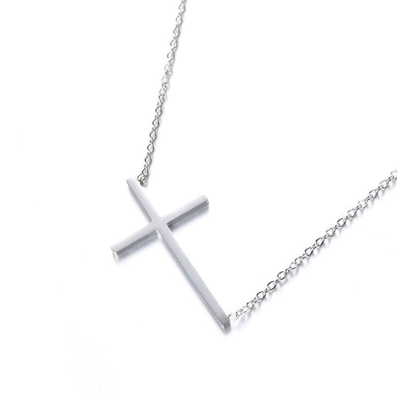 Pendant Necklaces Classic Silver Color Cross Jewelry Titanium Steel Choker Necklace For Valentine's Day Colar N17054
Pendant Necklaces Classic Silver Color Cross Jewelry Titanium Steel Choker Necklace For Valentine's Day Colar N17054