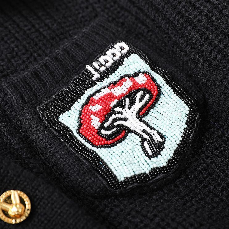 Nomikuma Women Cardigan Sweater Coat Korean Cartoon Embroidery Pocket Knitted Jacket Causal Turn-down Collar Knitwear 6D624 210427