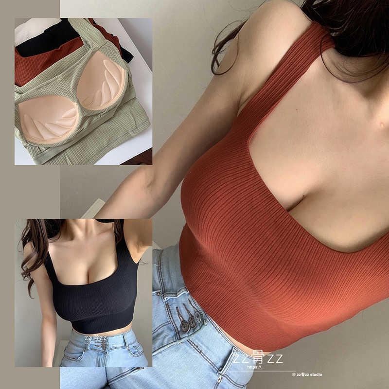 WOMENGAGA Summer Elegant Mature Woman Square Neck Navel Short Tops Korean Female Sexy Vest Tank Bralette Crop Top Tunic G8GY 210603