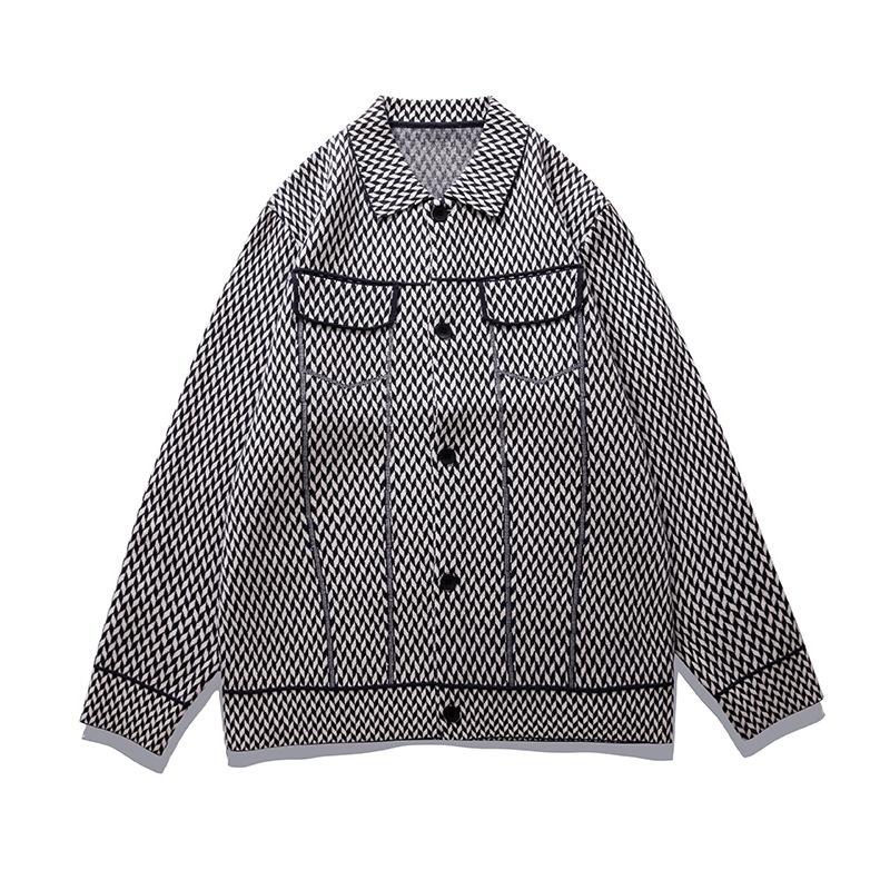 Men's Jackets Brand Designer Jacket Men Button Down Knit Sweater For Man Black And White Houndstooth Fashion Streetwear Loose Korean Style
Men's Jackets Brand Designer Jacket Men Button Down Knit Sweater For Man Black And White Houndstooth Fashion Streetwear Loose Korean Style