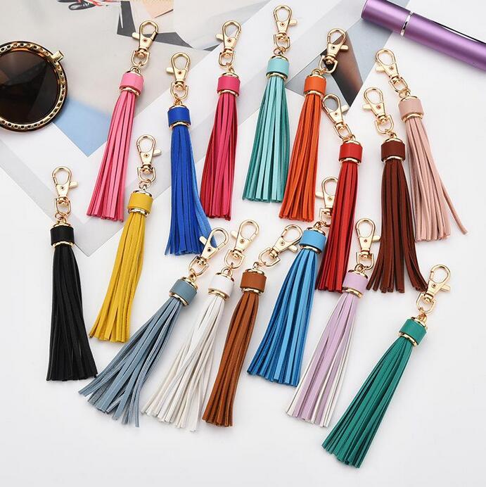 22Colors Tassel Keyring Rainbow Colored 15mm Leather Gold Keychains Bag Charm Fashion Car Key Chain Wholesale
22Colors Tassel Keyring Rainbow Colored 15mm Leather Gold Keychains Bag Charm Fashion Car Key Chain Wholesale