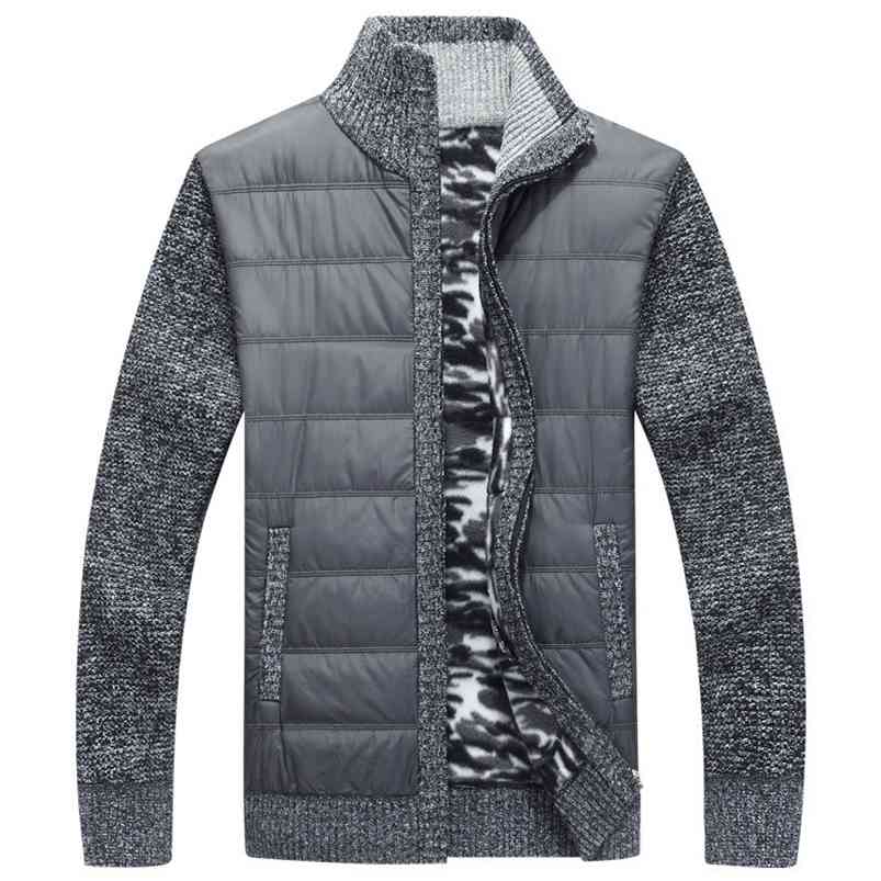 Winter Men's Fleece Sweater Coat Thick Patchwork Wool Cardigan Muscle Fit Knitted Jackets Fashionable Male Clothing for Autumn 210818