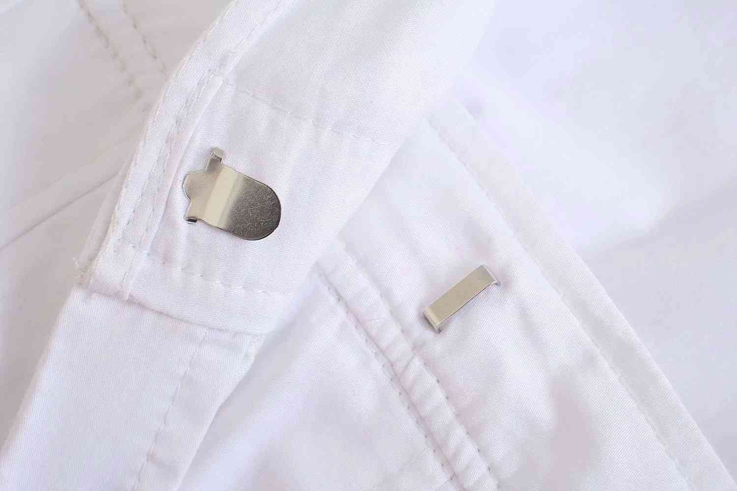 Summer Short-sleeved Lapel White Female Dress French Folds Waist Chic Sweet Women's Culottes 210507