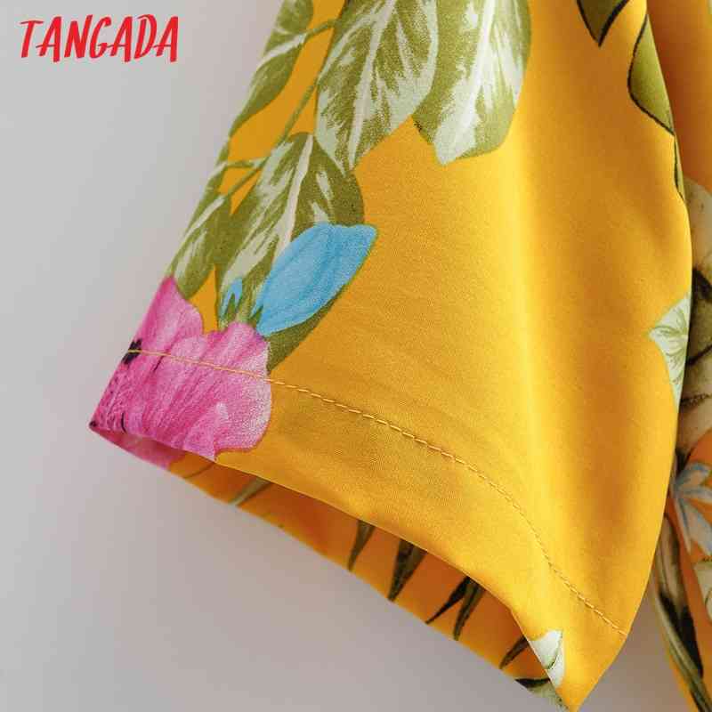 Women Retro Leaf Print Chiffon Shirt Summer Blouse Short Sleeve Chic Female Tops 1F142 210416