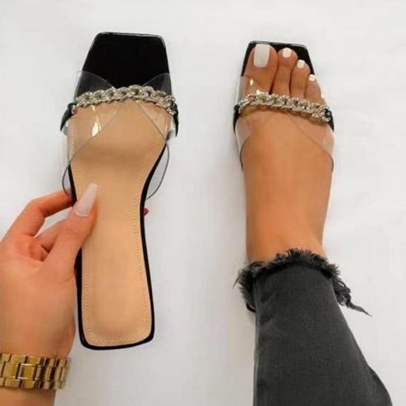 Women Slipper Transparent Flats Beach Sandals Outdoor Casual Slides Chain Slippers 2021 Shoes Ladies Flip Flops, Black
Women Slipper Transparent Flats Beach Sandals Outdoor Casual Slides Chain Slippers 2021 Shoes Ladies Flip Flops, Black