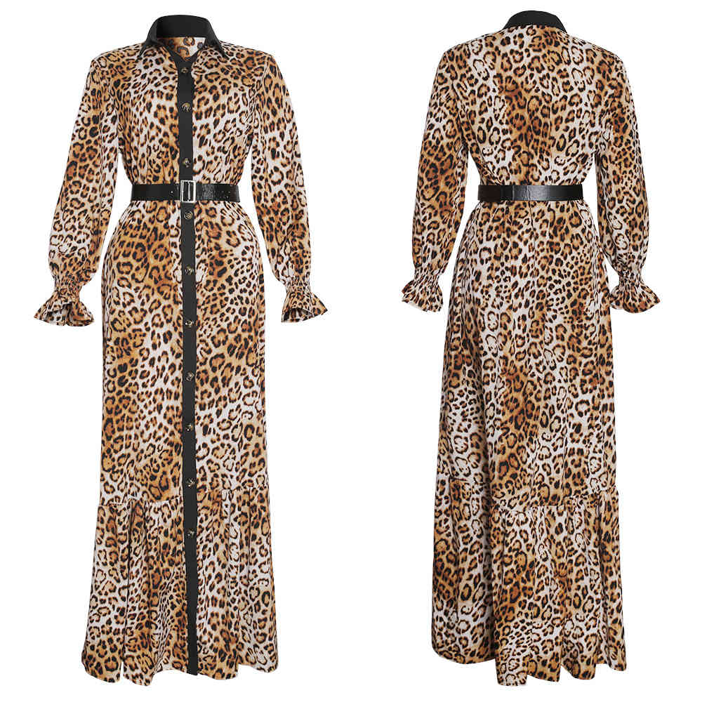 MD African Print Leopard Dress Women Dashiki Maxi Dresses Muslim Fashion Abaya Plus Size Ankara Female Clothing Evening Gown 210408