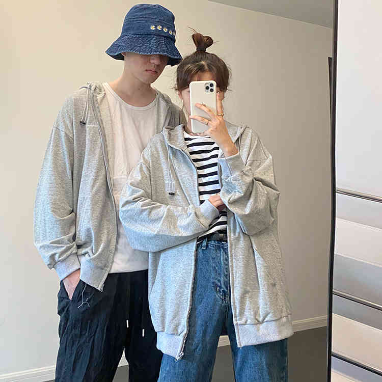 3 colors ML plus size Autumn Zipper Hoodies Sweatshirt jacket korean style Outwear soild color spring Coat Women (F4094) 210423