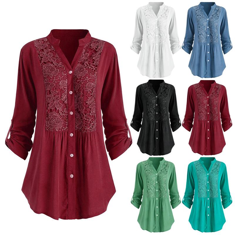 Women Ladies Button Lace V Neck Long Sleeve Shirt Blouse Solid Color Casual Tops -OPK Women' Blouses & Shirts, Black
Women Ladies Button Lace V Neck Long Sleeve Shirt Blouse Solid Color Casual Tops -OPK Women' Blouses & Shirts, Black