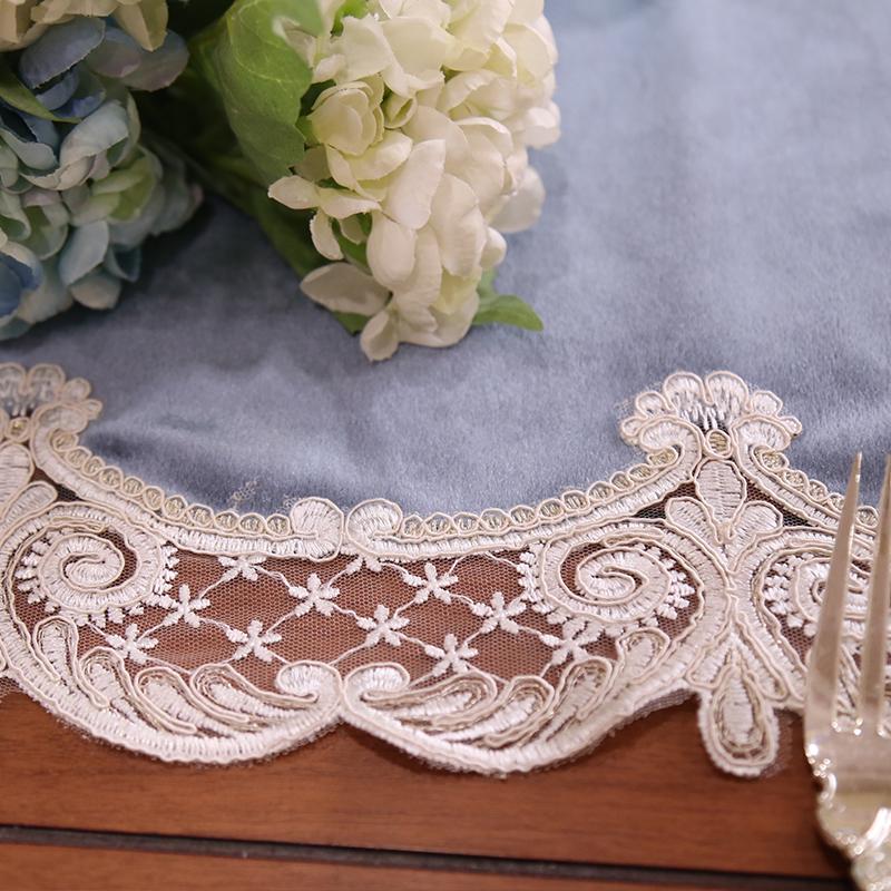 Style Velvet Table Runner Flag With Lace Piano Cover Embroidered Cloth