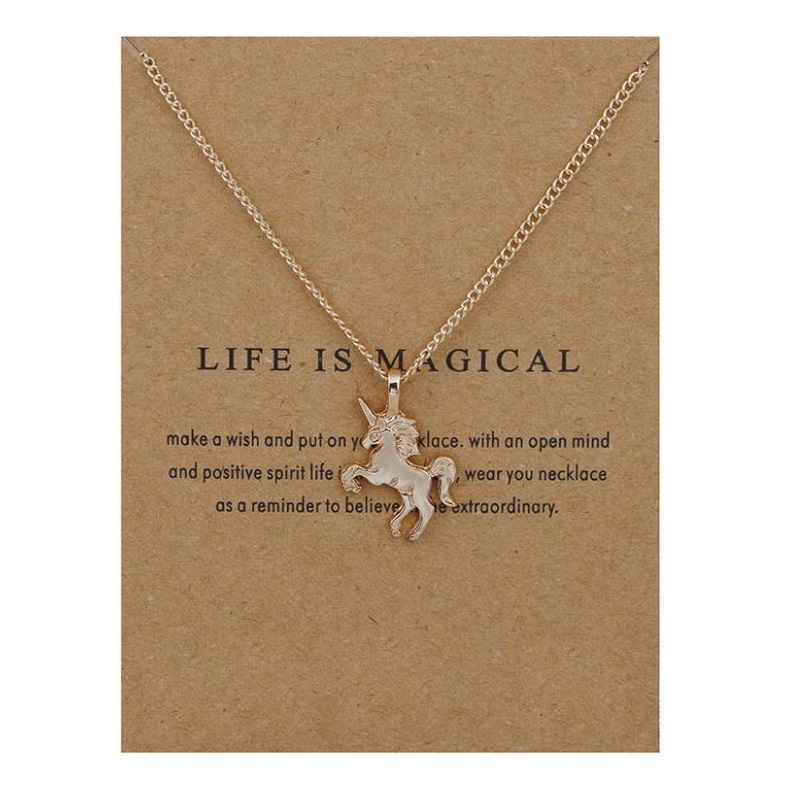 Unicorn Alloy Pendant Necklace With Card Gold Silver Animal Pendants Necklaces Women Fashion Jewelry Holiday Gifts
Unicorn Alloy Pendant Necklace With Card Gold Silver Animal Pendants Necklaces Women Fashion Jewelry Holiday Gifts
